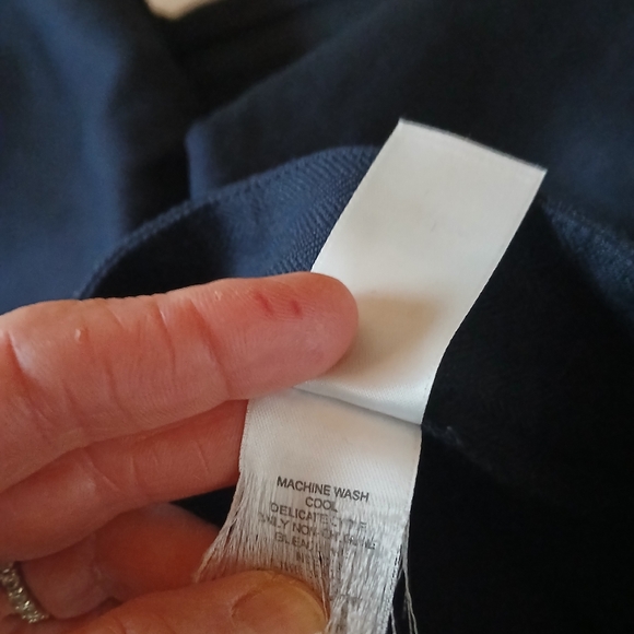 Emma James Navy Linen Blend Trousers Size 4P - Picture 8 of 8